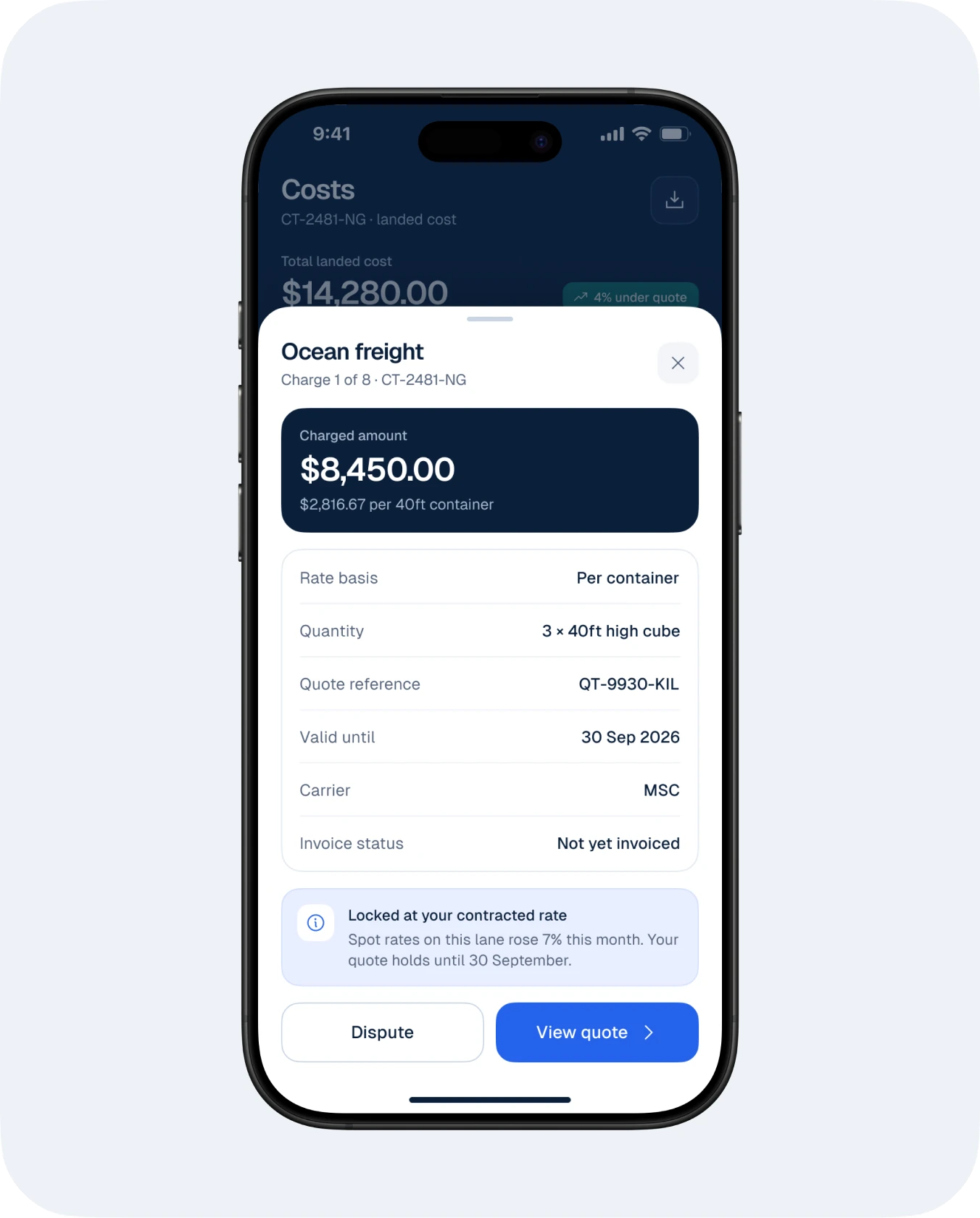 Costs and charge detail (2 of 2)