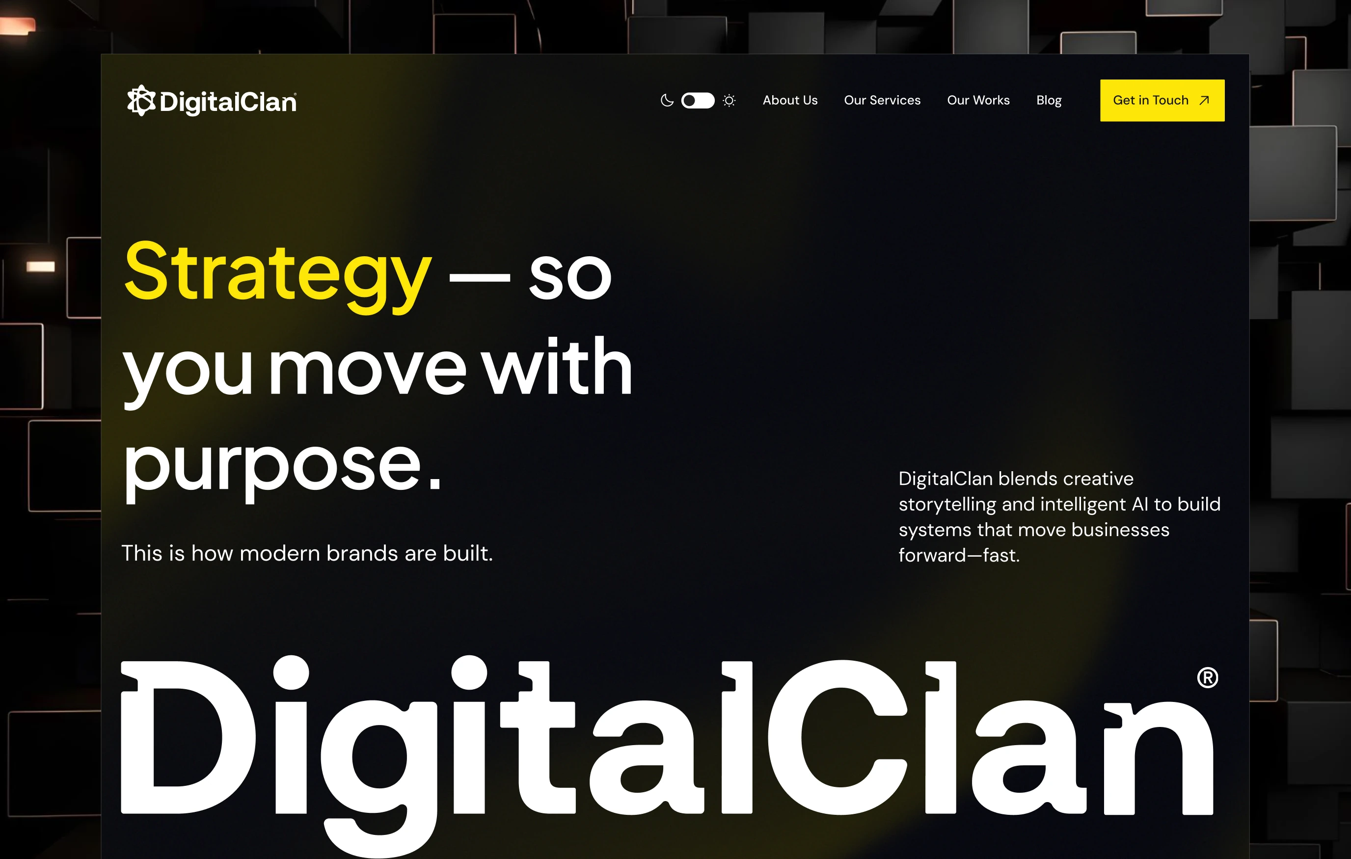 DigitalClan home page hero: “Strategy, so you move with purpose”