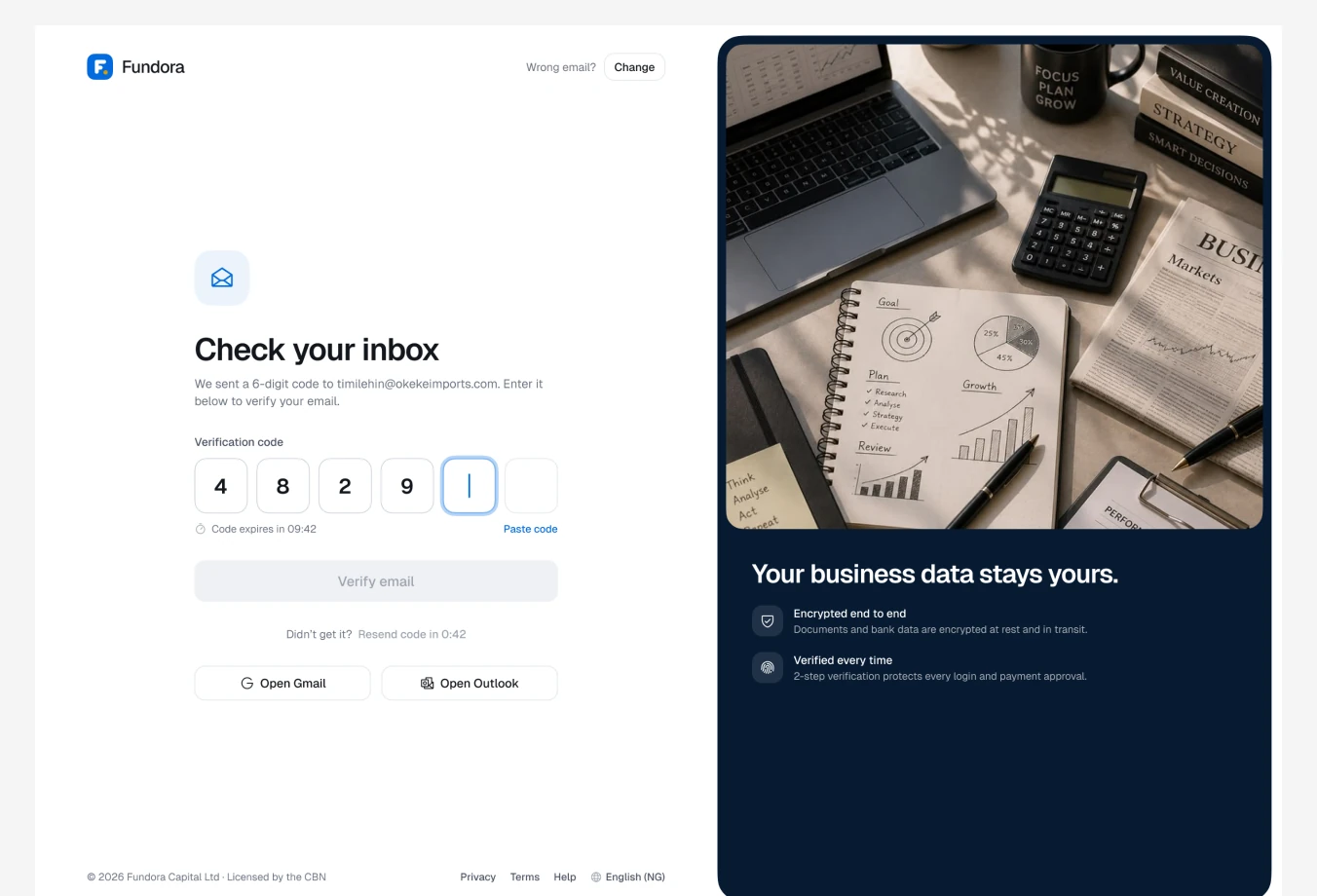 Email verification and ownership documents (1 of 2)