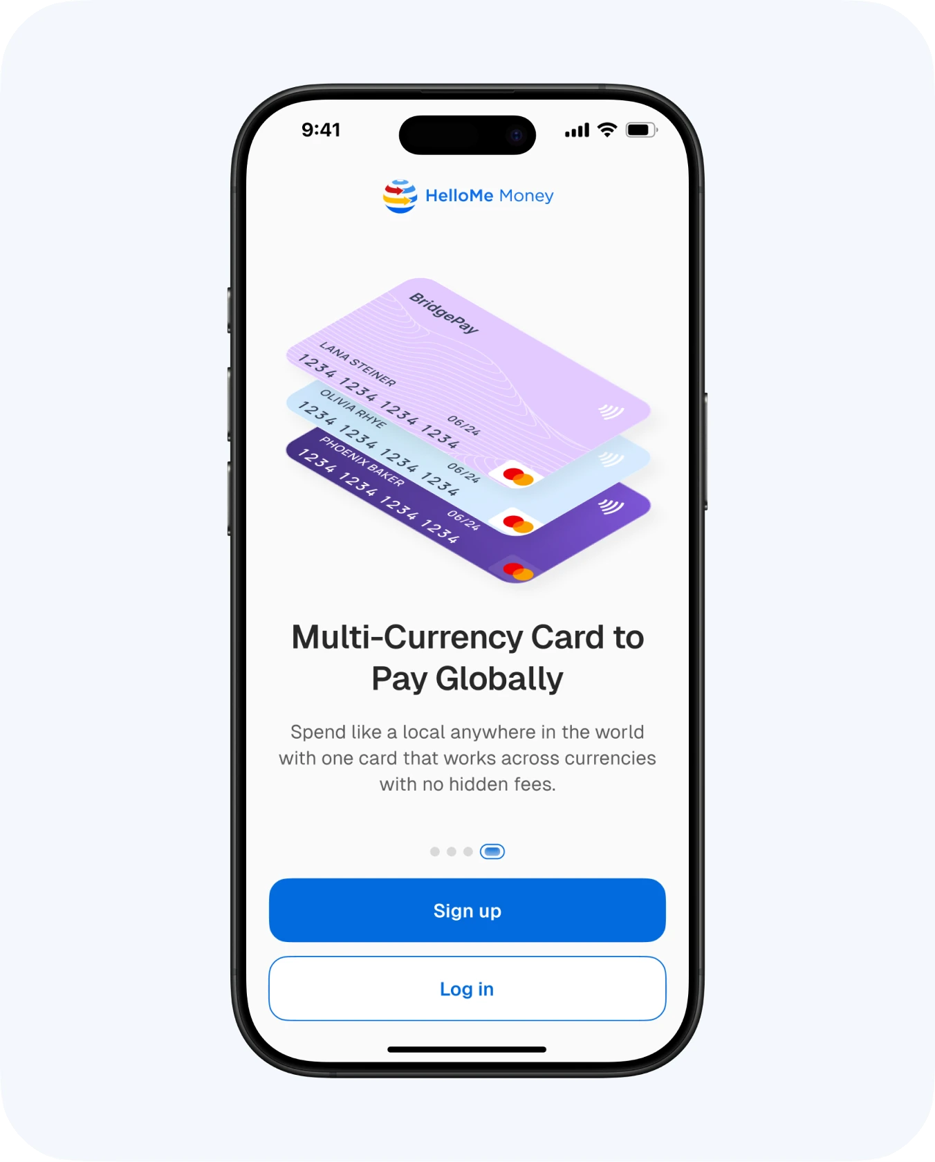 Multi-currency card and account type selection (1 of 2)