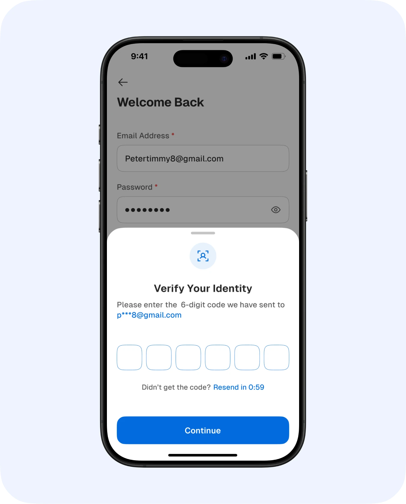 New-device check and restricted country notice (1 of 2)