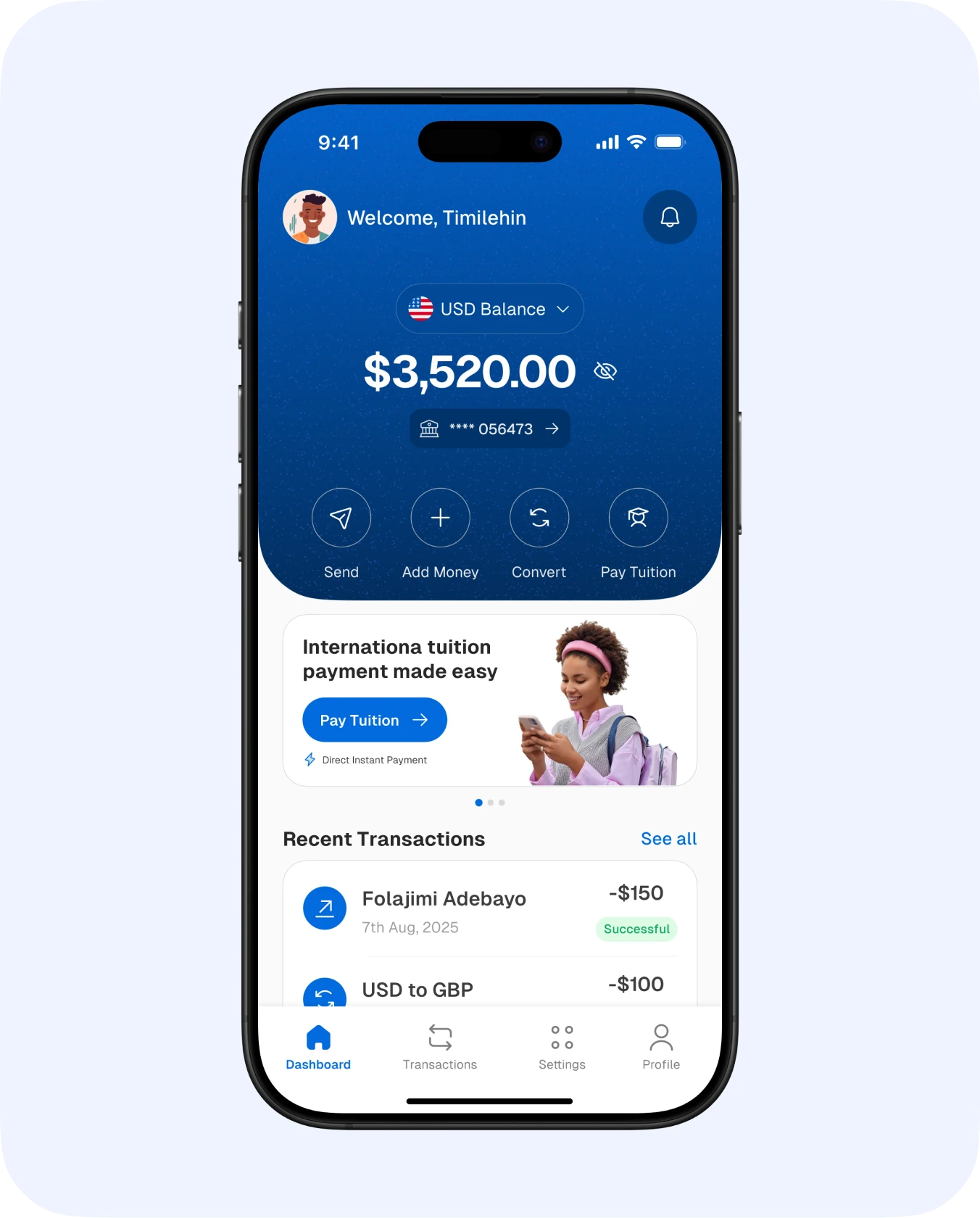 Dashboard and more actions (1 of 2)