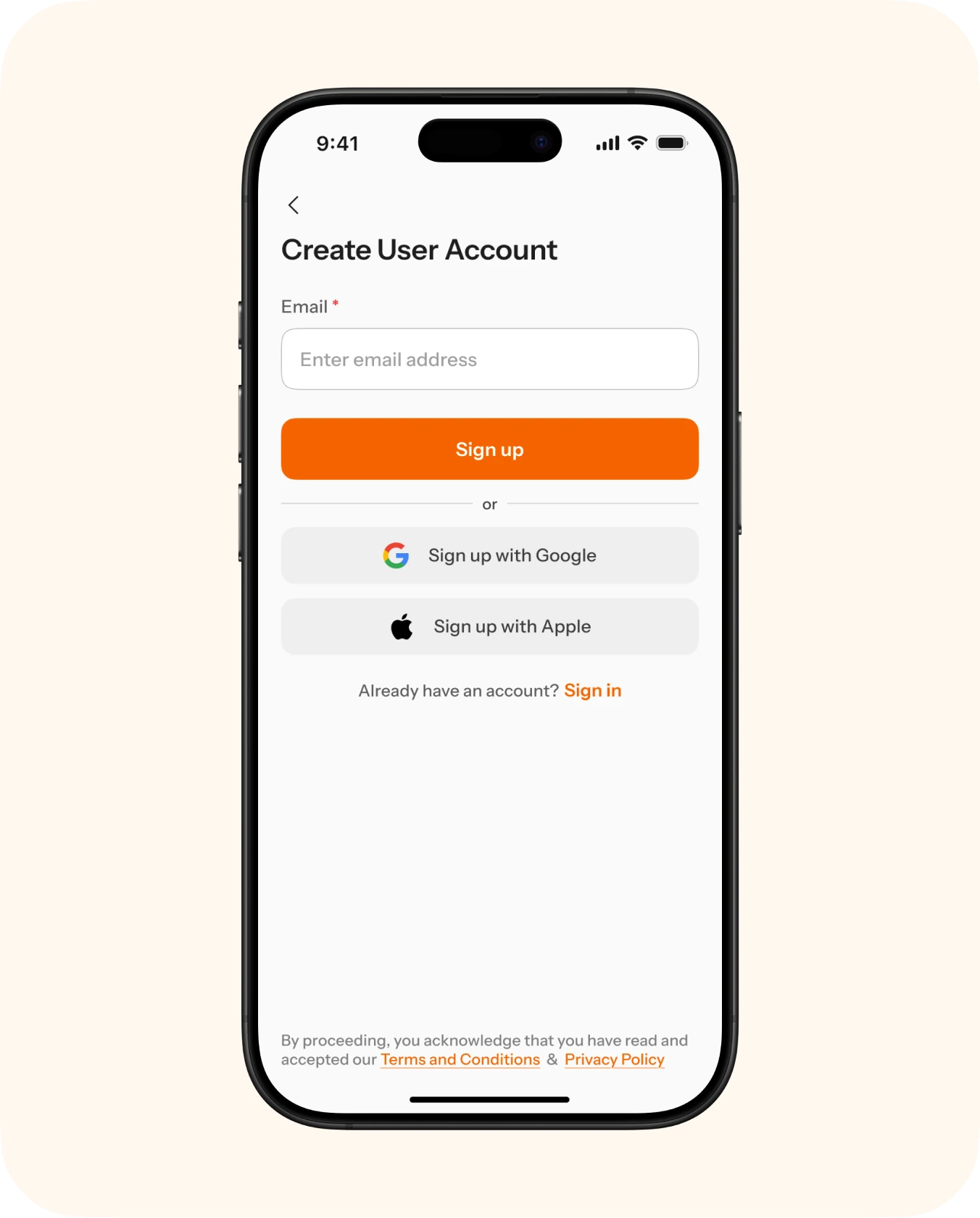 Sign-up and email verification (1 of 2)