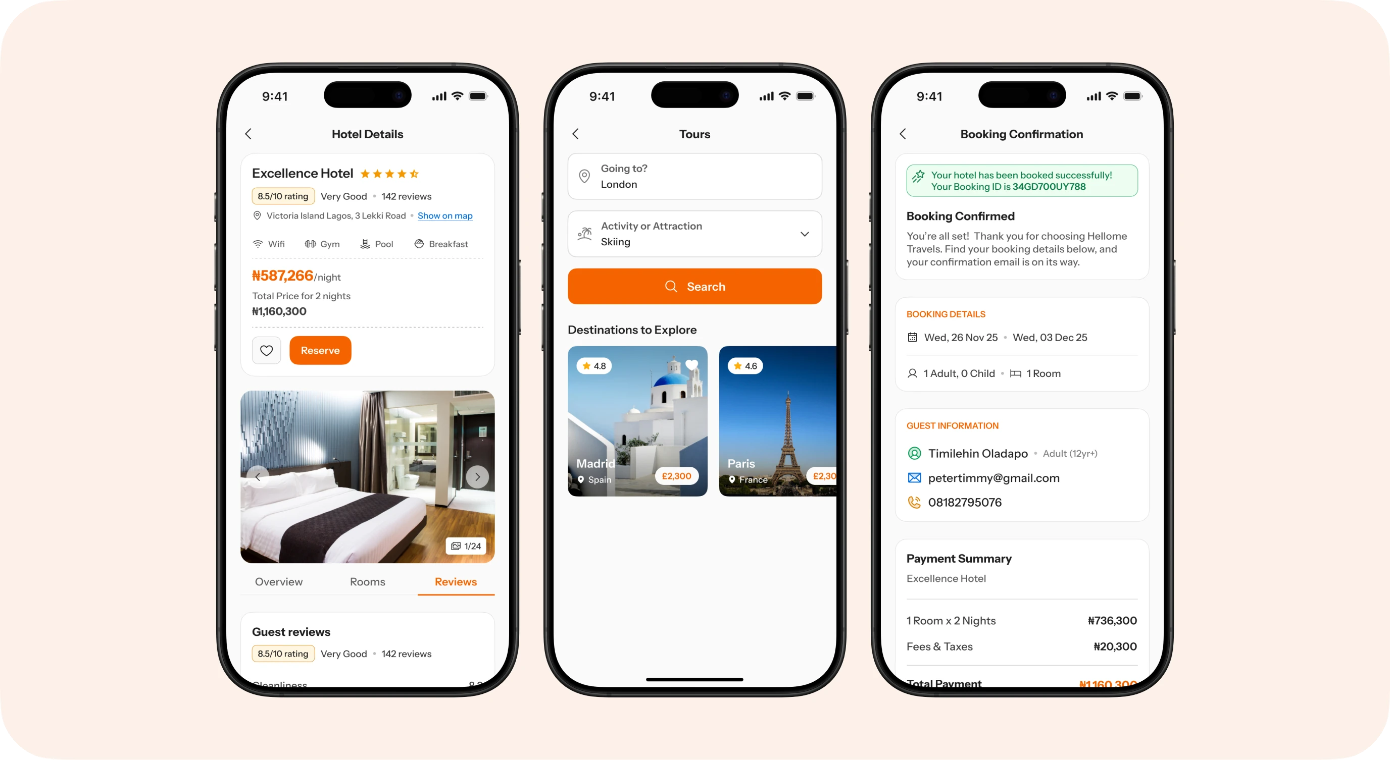 Hotel reviews, tours and booking confirmation