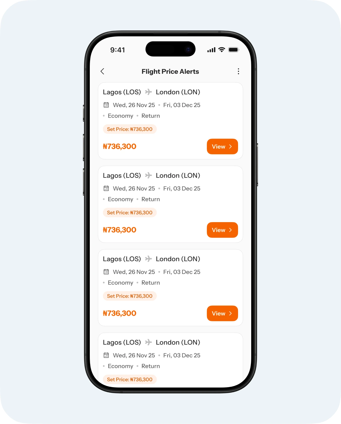 Flight price alerts and adding a new alert (1 of 2)