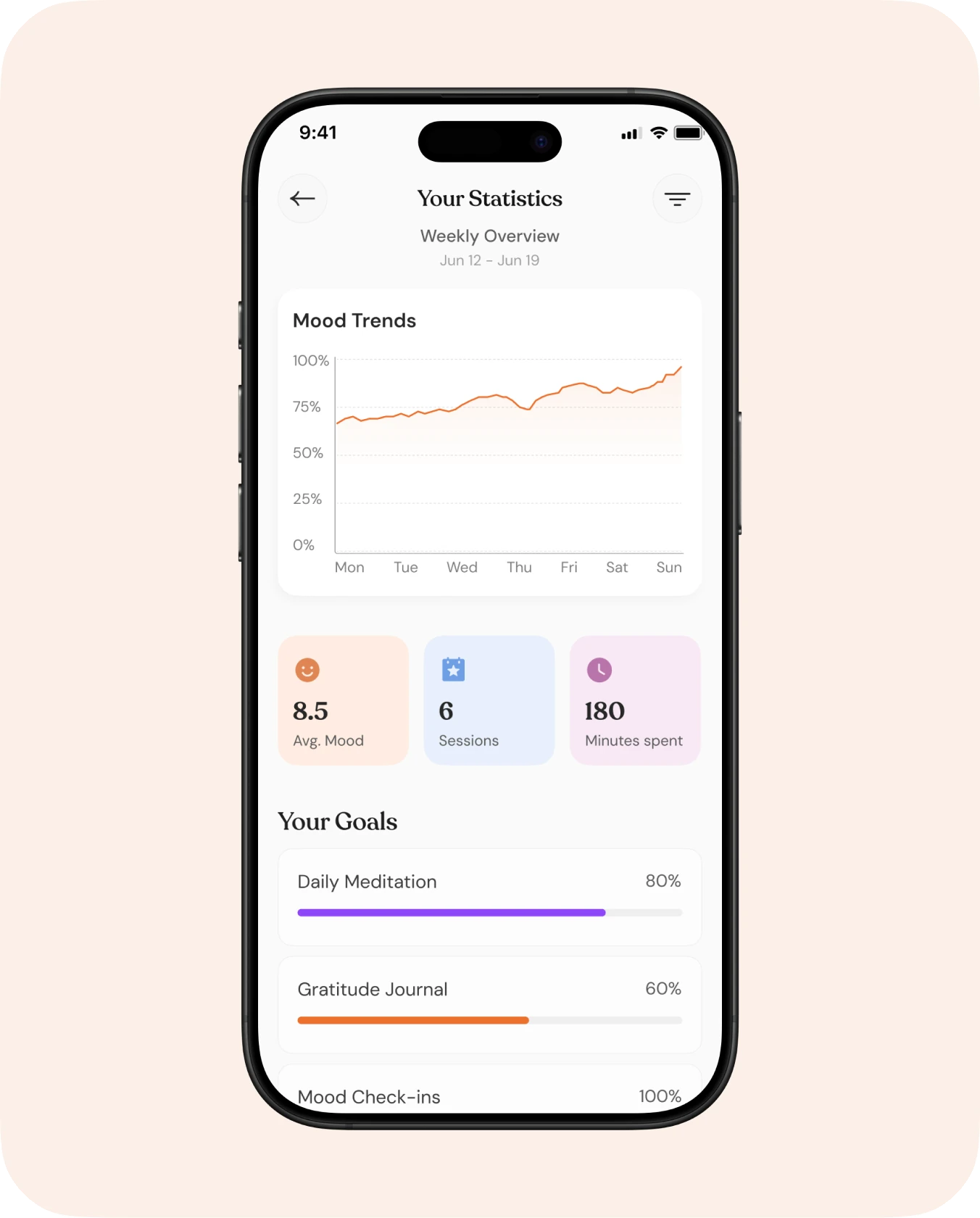 Statistics and Explore screens (1 of 2)