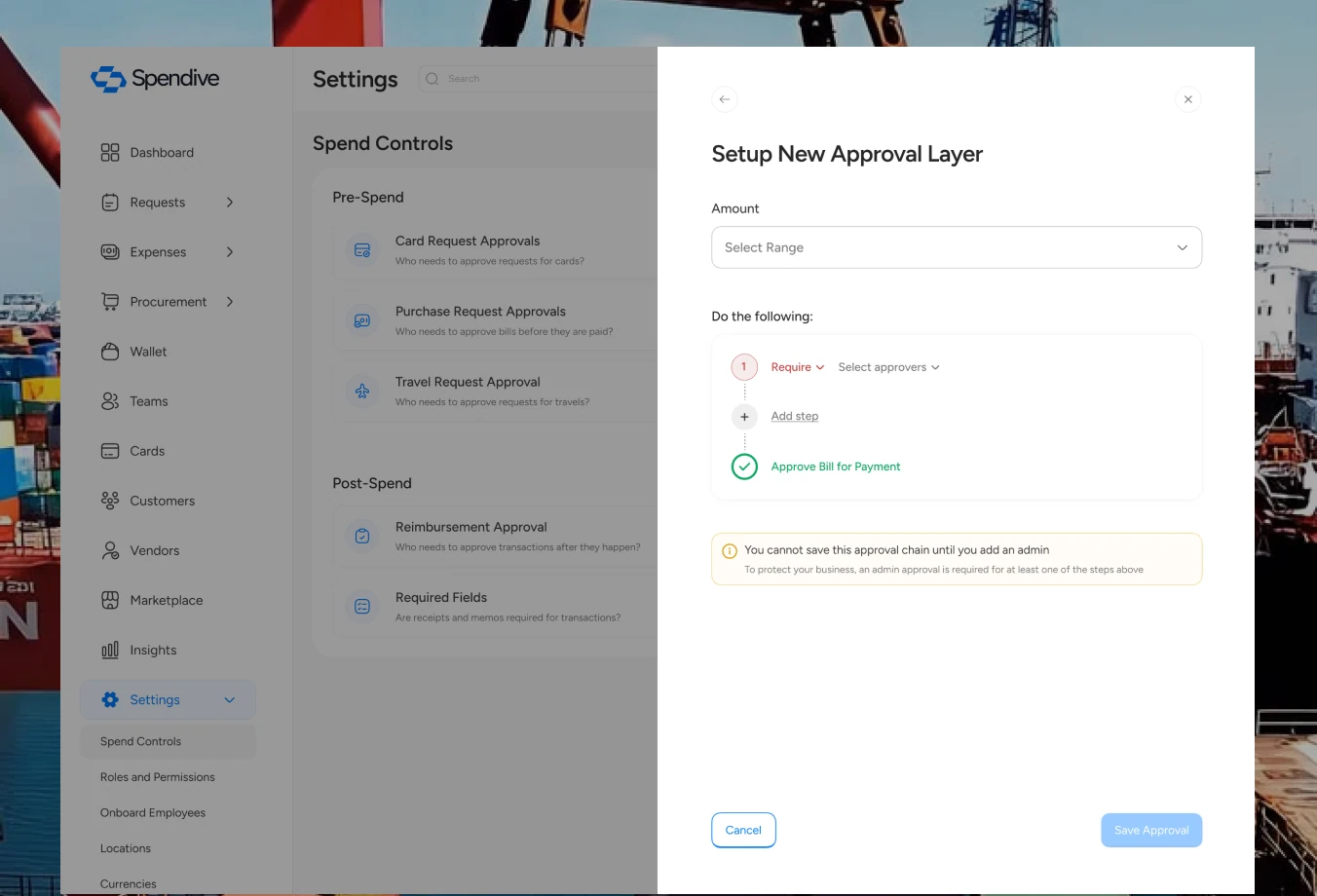 Spend control settings (2 of 2)