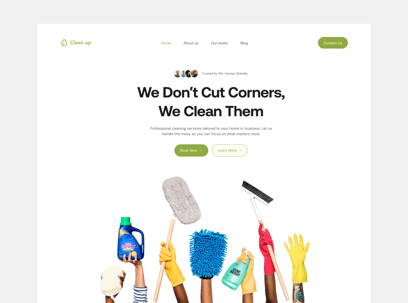 Cleaning service website: “We Don’t Cut Corners, We Clean Them”